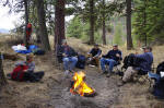 Some of the Trail Crew at coffee break. What a place to work. 